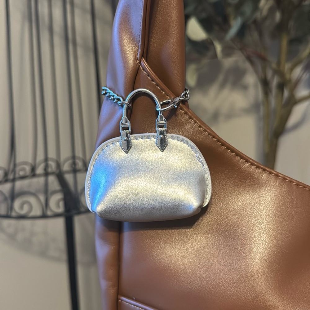 Mini Leather Purse Bag Charm (Silver) - Picture 5 of 6